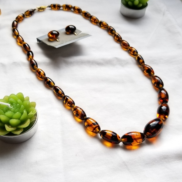 Jewelry - Vintage Glass Beaded Necklace & Earrings